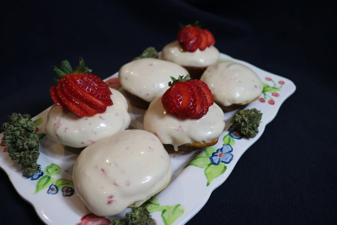 Strawberry Vanilla Cannabis Cupcakes